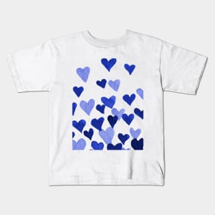 Valentine’s Day Watercolor Hearts – blue Kids T-Shirt